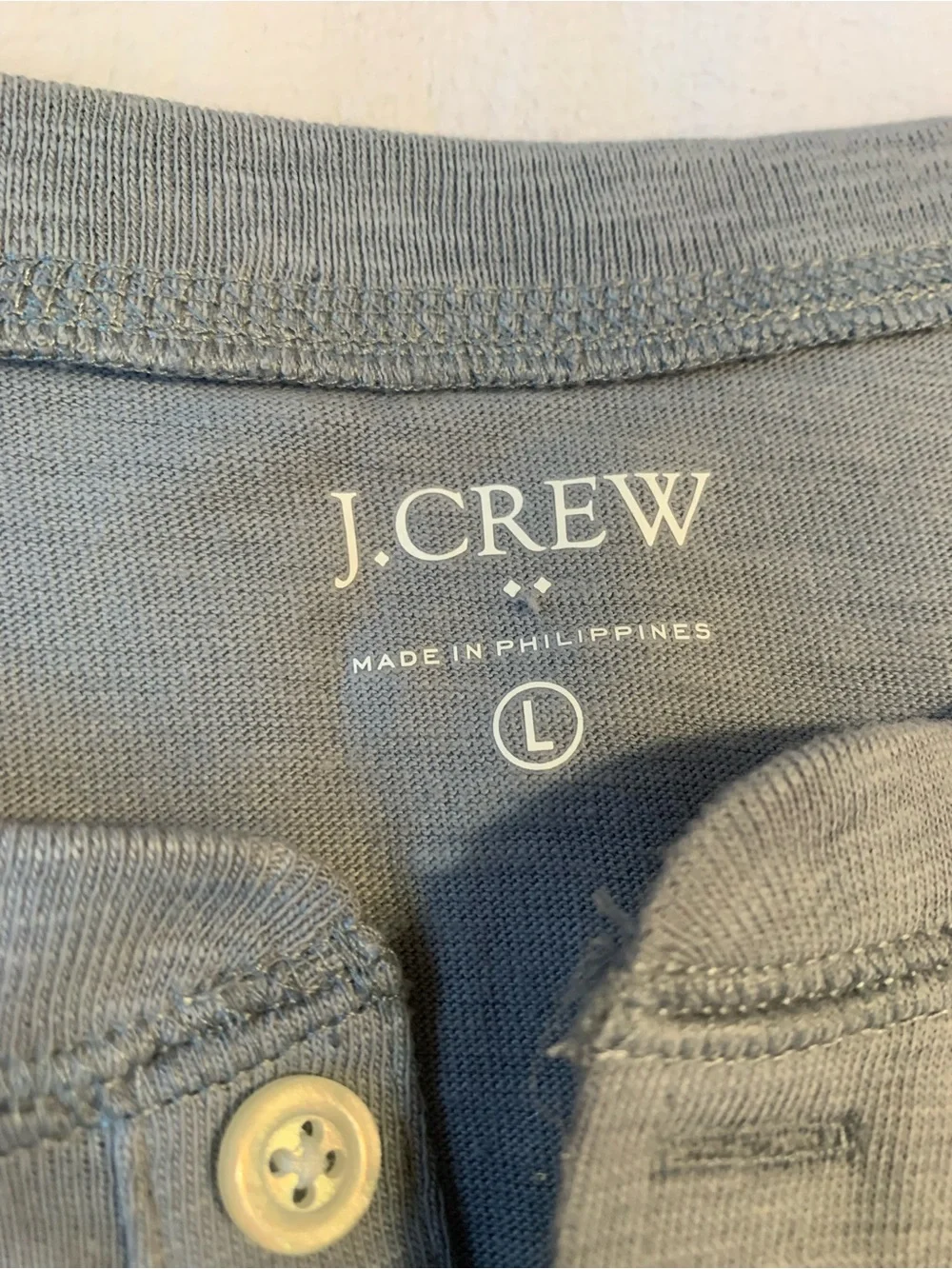 J CREW men’s size large blueish grey 100% cotton Henley shirt NWOT